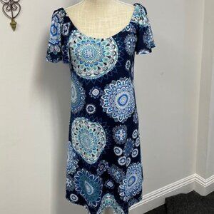 Signature by Robbie Bee Women's Dress - Blue with Starburst - Size S - EUC